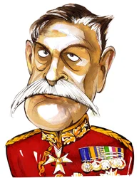 Field Marshall britannique, Premier Comte Haig de Bernersyde (1861-1928); caricature en couleur en uniforme